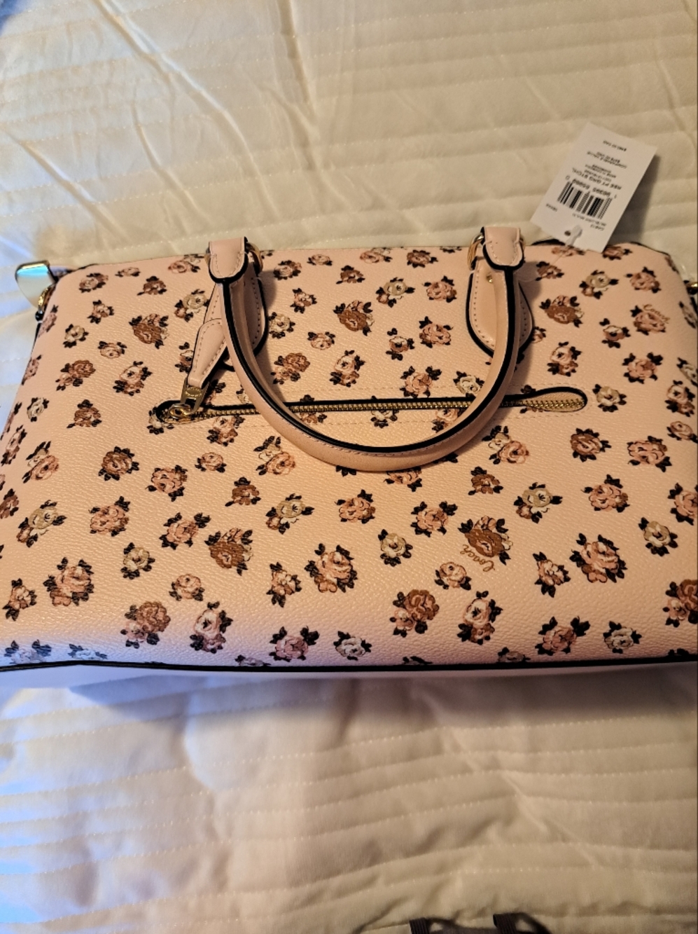 Coach Pink Floral Satchel with Gold-Tone Logo - Picture 3 of 5